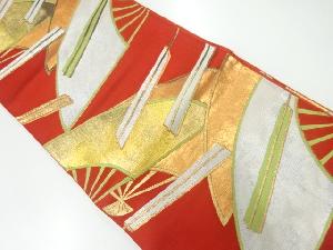 アンティーク　扇模様織出し袋帯（材料）